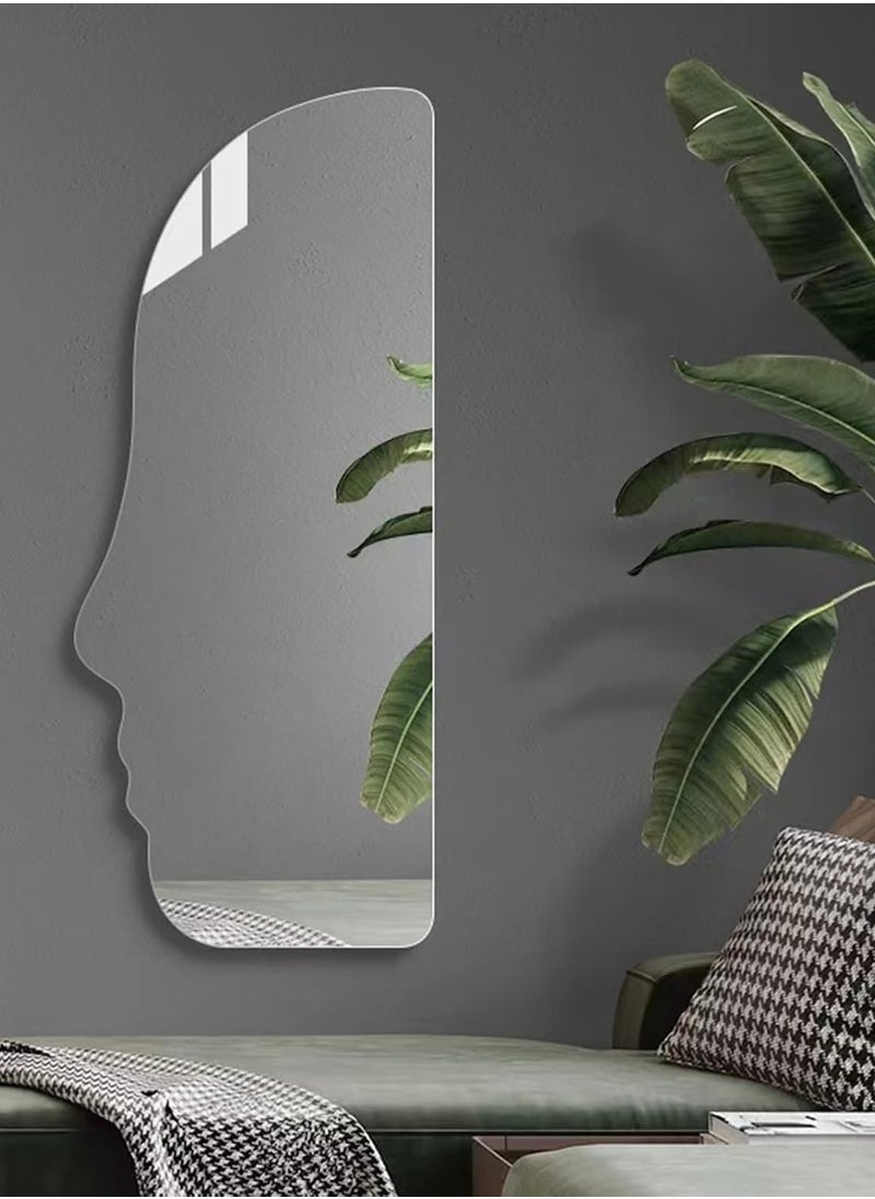 Decorhills Side Face Shape Full Length Makeup Mirror with Floor Stand – 60x165cm Modern Freestanding Decorative Mirror for Bedroom, Bathroom or Dressing Room – Unique Aesthetic Home Accent Piece  - Image 1