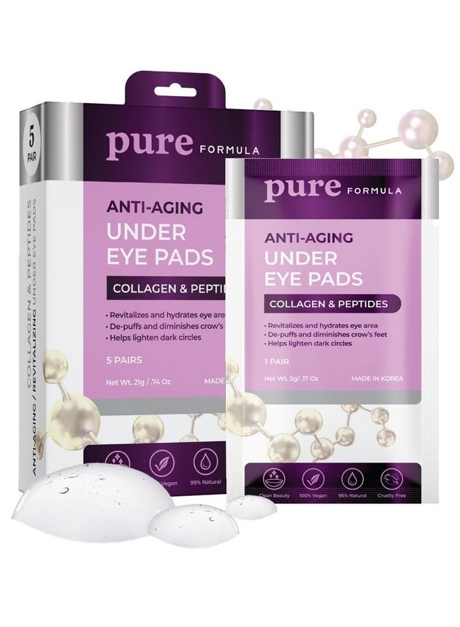 Pure Formula Collagen And Peptides Under Eye Patches Reduces Puffiness & Dark Circles Firming & Antiaging Under Eye Pads Cruelty Free Korean Skin Care For All Skin Types 5 Pairs - Image 1