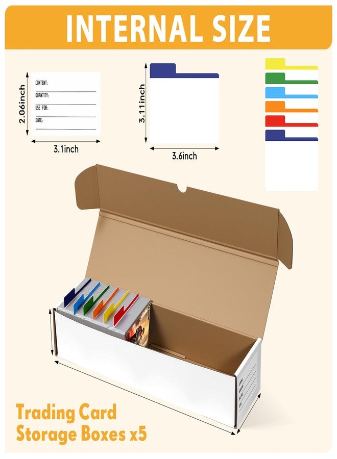 Maitys Trading Card Storage Box Set 5 Pack - 1000 Count Baseball Sports Card Storage Box Case Holder Bulk with Large Colorful Dividers & Labels for TCG/CCG Trading Game Cards - Image 3