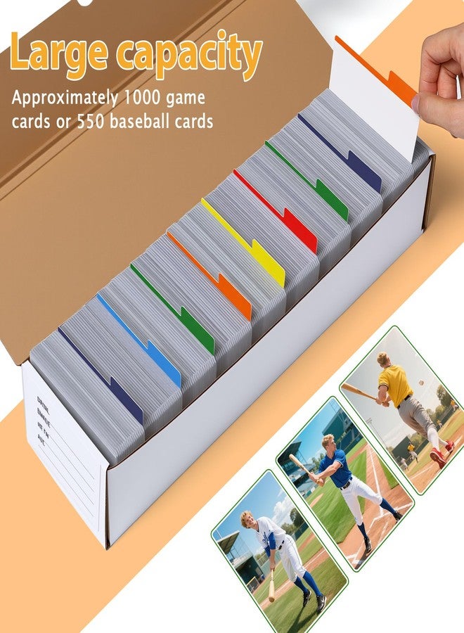 Maitys Trading Card Storage Box Set 5 Pack - 1000 Count Baseball Sports Card Storage Box Case Holder Bulk with Large Colorful Dividers & Labels for TCG/CCG Trading Game Cards - Image 5