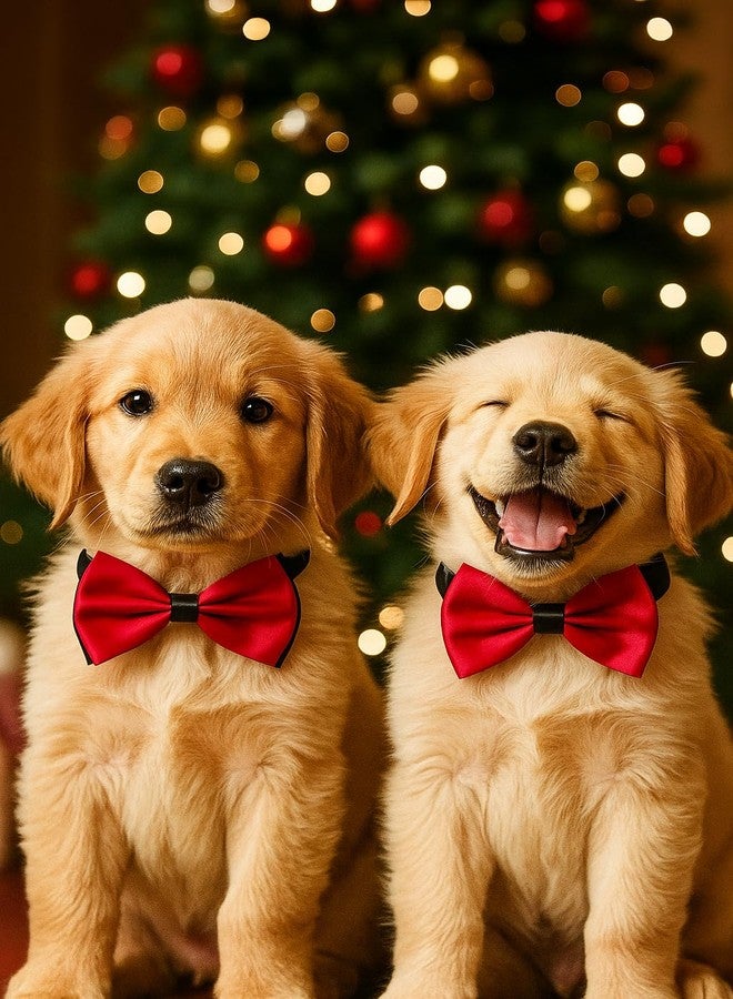 Gojira/Pets/Dogs/Cats Adjustable Fashion Party, Function, Weeding Cum Formal Costume Neck Bow Tie Cum Necktie-(for Puppies) (Red & Black) - Image 3