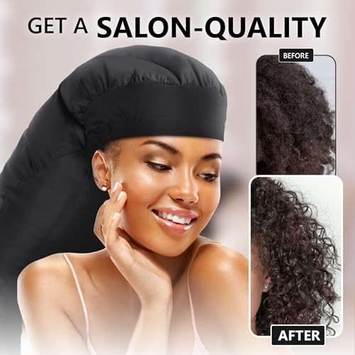Granteva Large Hooded Hair Dryer Bonnet Attachment w/Integrated Headband - Reduces Heat Exposure Around Ears & Neck - Enhanced Size for Use with Rollers, Speeds Up Drying Time, Deep Conditioning at Home - Image 2