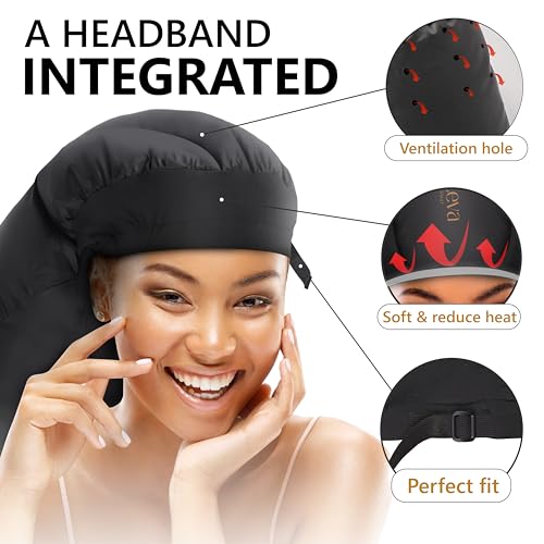 Granteva Large Hooded Hair Dryer Bonnet Attachment w/Integrated Headband - Reduces Heat Exposure Around Ears & Neck - Enhanced Size for Use with Rollers, Speeds Up Drying Time, Deep Conditioning at Home - Image 3