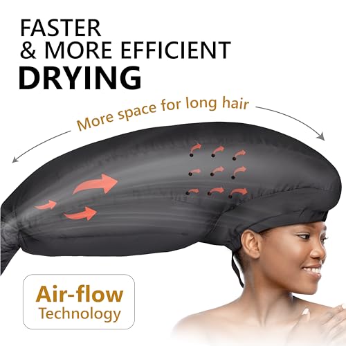 Granteva Large Hooded Hair Dryer Bonnet Attachment w/Integrated Headband - Reduces Heat Exposure Around Ears & Neck - Enhanced Size for Use with Rollers, Speeds Up Drying Time, Deep Conditioning at Home - Image 4