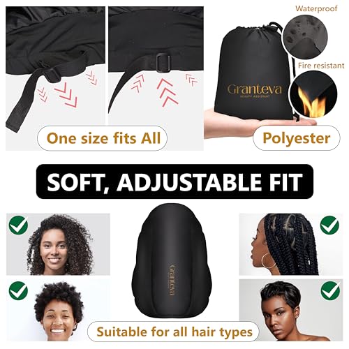 Granteva Large Hooded Hair Dryer Bonnet Attachment w/Integrated Headband - Reduces Heat Exposure Around Ears & Neck - Enhanced Size for Use with Rollers, Speeds Up Drying Time, Deep Conditioning at Home - Image 5