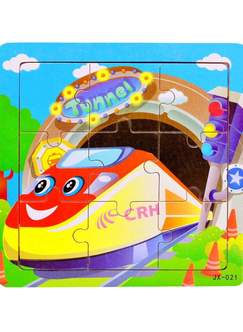 Children's Educational Wooden Cartoon Train Series Jigsaw Puzzles Suitable Boys and Girls Gift Bag Pack - Image 1