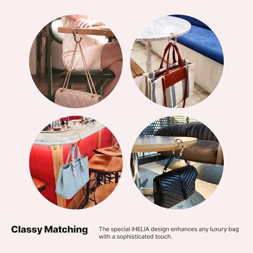 iHELIA Purse Hook Hanger for Table (Modern) - Premium Bag Holder w/Ergonomic Bracelet Oval Design (Silver) - Image 5