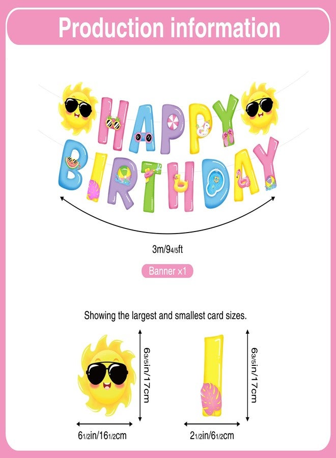 Biswiter Pool Party Decorations For Bright, Photo Ready Fun 1 Pc Pink Banner With White String Plus 12 Hanging Swirl Cutouts For Summer Celebrations - Image 2