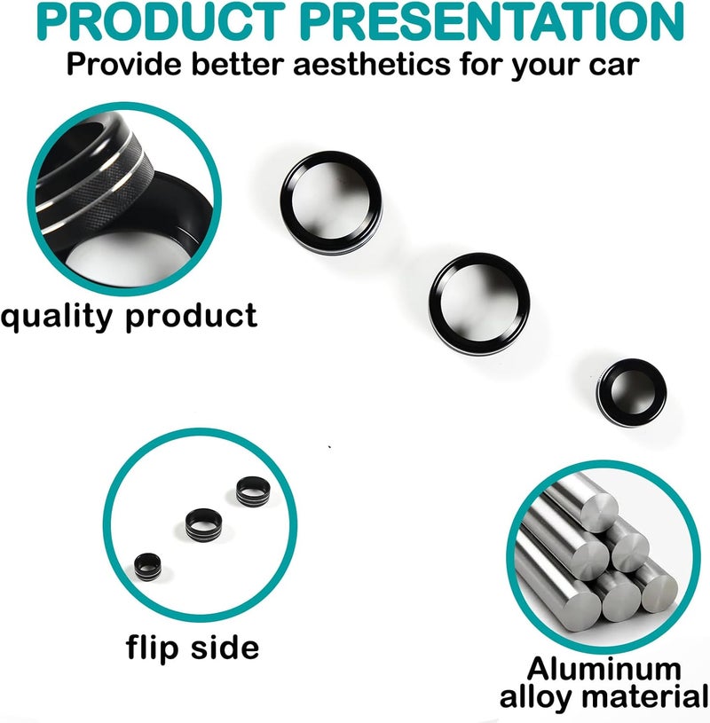 Hudiriy Car Central Control Air Conditioning Knob Ring Compatible with BMW 1 2 3 4 Series F30 F34 F46 3GT X1 F47 F48 U11 Aluminum Air Conditioning Volume knob Trim Protection Accessories (Black) - Image 2