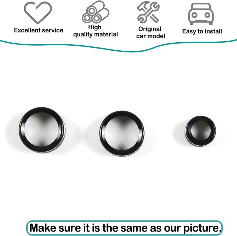 Hudiriy Car Central Control Air Conditioning Knob Ring Compatible with BMW 1 2 3 4 Series F30 F34 F46 3GT X1 F47 F48 U11 Aluminum Air Conditioning Volume knob Trim Protection Accessories (Black) - Image 4