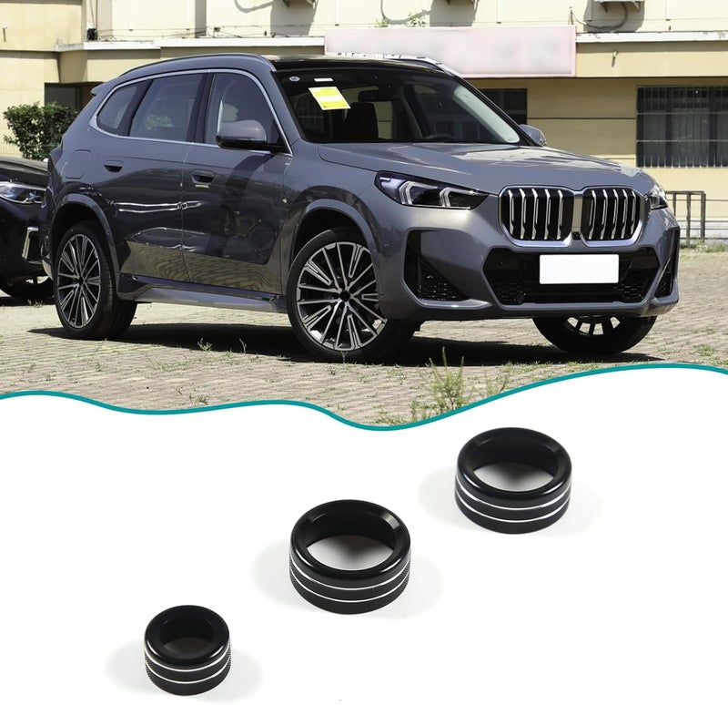 Hudiriy Car Central Control Air Conditioning Knob Ring Compatible with BMW 1 2 3 4 Series F30 F34 F46 3GT X1 F47 F48 U11 Aluminum Air Conditioning Volume knob Trim Protection Accessories (Black) - Image 3