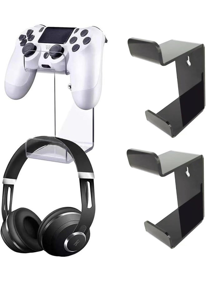 TPGP 2Pcs Acrylic Game Controller And Headphone Holders, Universal Dual Stand, Display Stand (Black) - Image 1