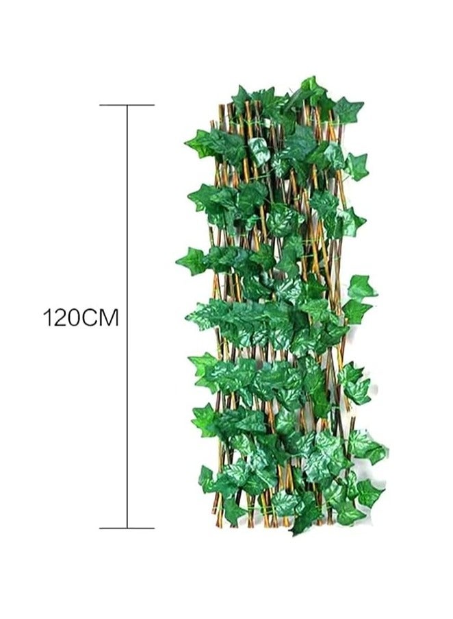 Generic FFD Wooden Trellis Fence with Lifelike Artificial Greenery – Adjustable Privacy Screen for Garden & Patio – Durable Wood Construction, Easy Installation, Realistic Leaves, Versatile Decorative Piece  - Image 2