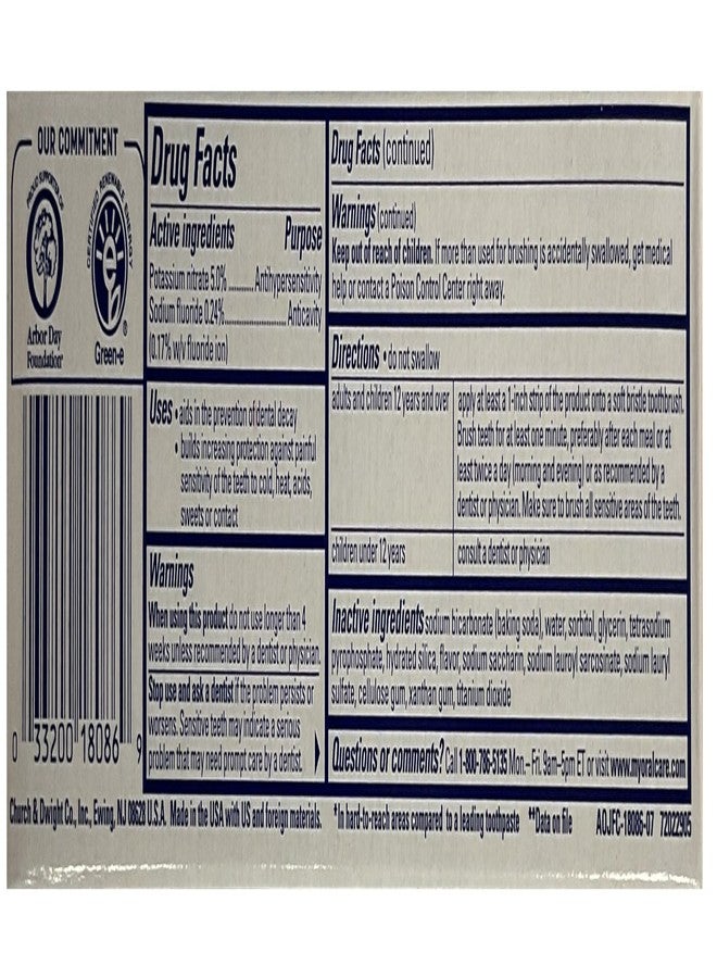 Arm & Hammer Arm Hammer Sensitive Orajel Enamel Strengthening Toothpaste Frosted Mint 4.5 Ounce - Image 2