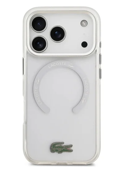 LACOSTE iPhone 17 Pro Max MagSafe Case / Transparent TPU+PC Case With Frosted Finish / iP 17 Pro Max Back Cover - White