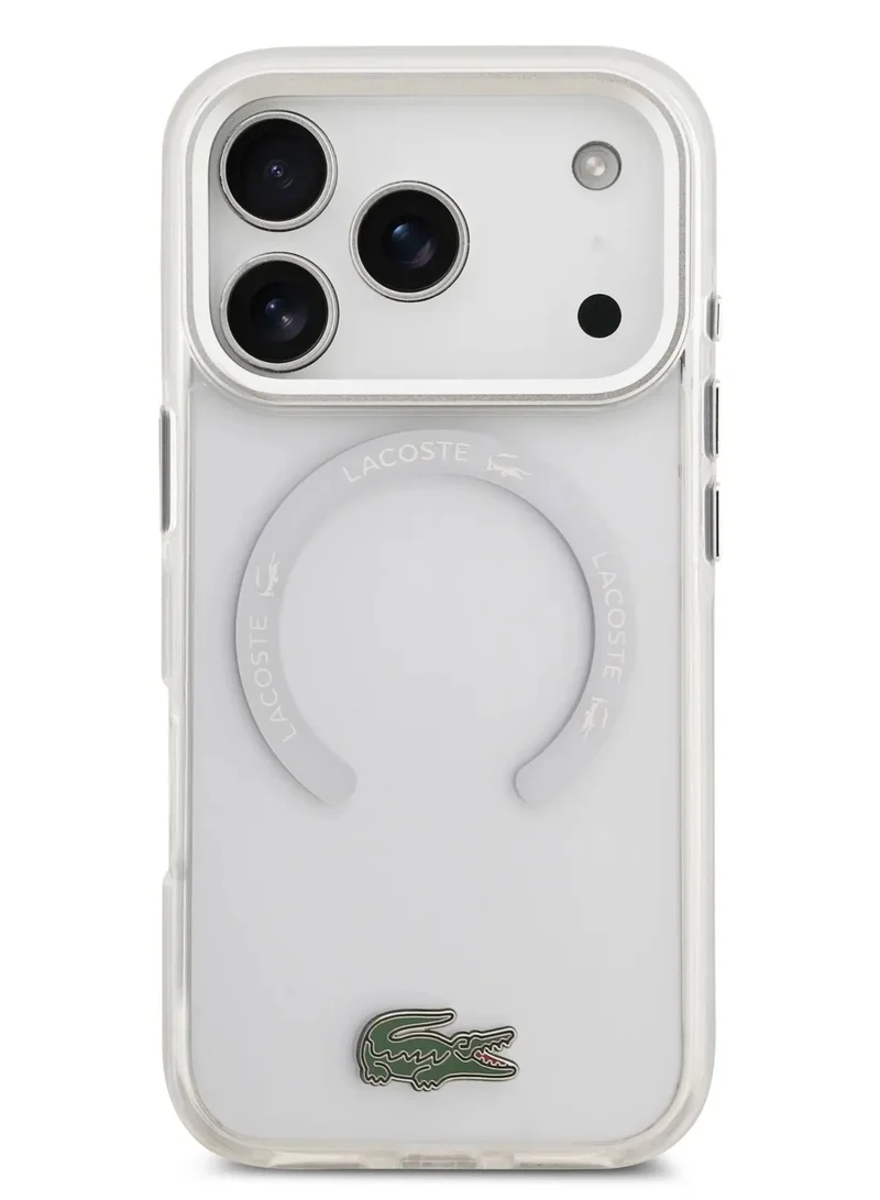 LACOSTE iPhone 17 Pro Max MagSafe Case / Transparent TPU+PC Case With Frosted Finish / iP 17 Pro Max Back Cover - White