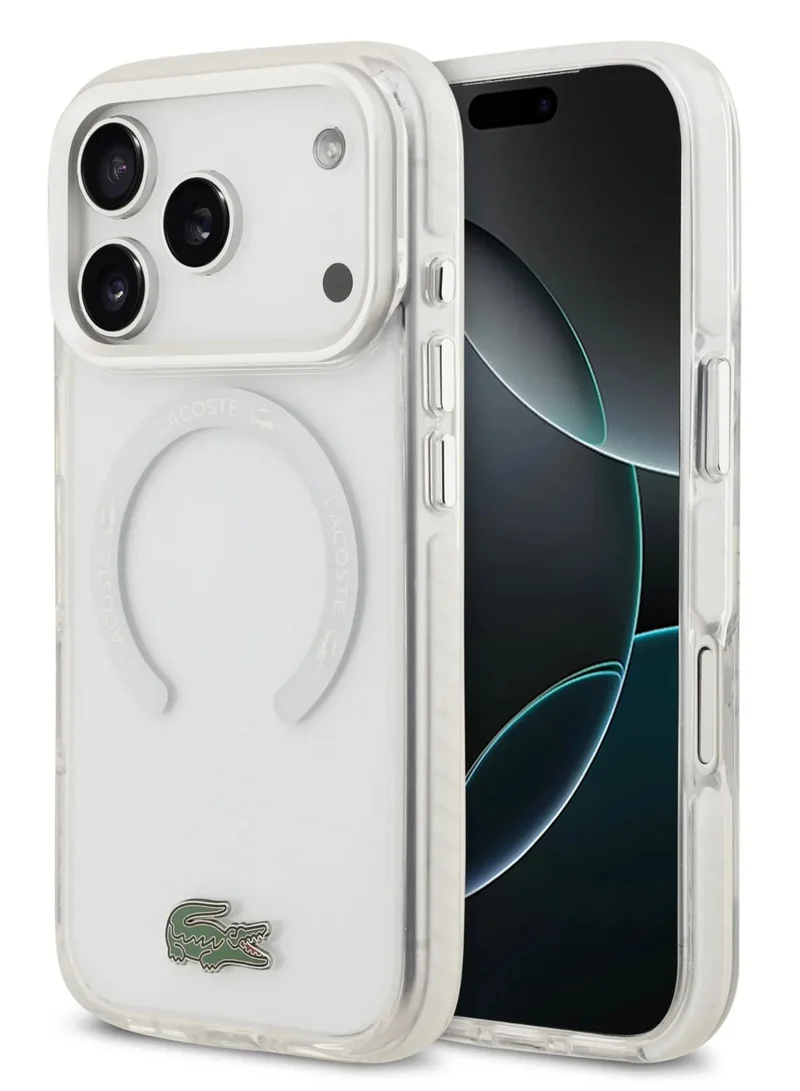 LACOSTE iPhone 17 Pro Max MagSafe Case / Transparent TPU+PC Case With Frosted Finish / iP 17 Pro Max Back Cover - White
