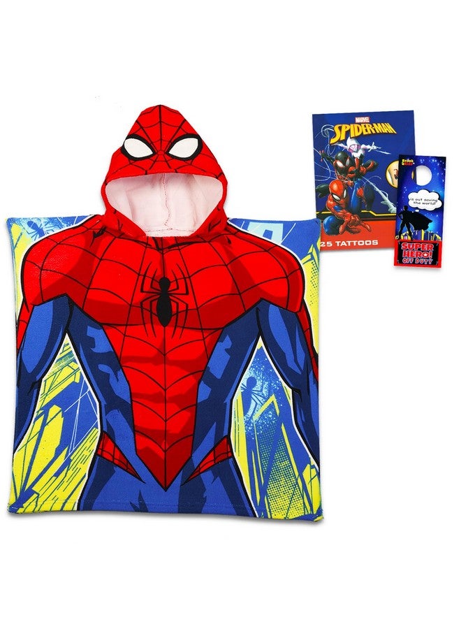 Spiderman Hooded Towel Set for Kids - Spiderman Bath Towel Poncho Bundle with Tattoos and More | Spiderman Bathroom Set for Boys, Girls - Image 1