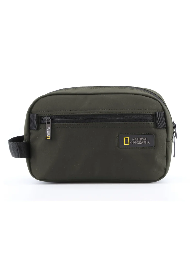 NATIONAL GEOGRAPHIC National Geographic Mutation Toiletry Bag Khaki, Travel Pouch, Everyday Kit, Portable Organizer Sustainable Bag for Men and Women, School Travel College