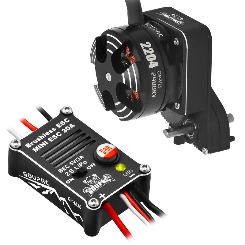 GOUP RC GOUPRC 2204 2400KV Brushless Outrunner Motor with Transmission 30A Brushless Esc for SCX24 RC Crawler Axial 124 RC Car Truck - Image 2