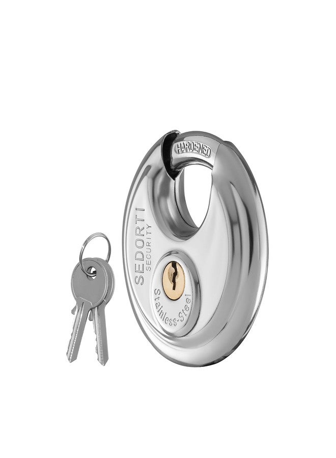 SEDORTI 5-Pack Discus Padlocks Keyed Alike, 2-3/4 inch Wide, Stainless Steel 304 Round Lock, Waterproof and Rustproof Storage Lock with Brass Keys, Ideal for Storage Unit Gate, Outdoor, Shed, Fence - Image 3
