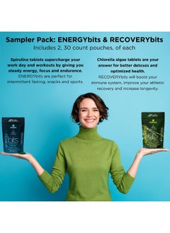 ENERGYBITS ENERGYbits/RECOVERYbits - Organic Spirulina & Chlorella Tablets - Single Serving Sample Packs - Algae Superfood - High Protein, Chlorophyll - Self Care - Vegan, Keto, Gluten Free - 4 Bags, 30/Bag  - Image 3