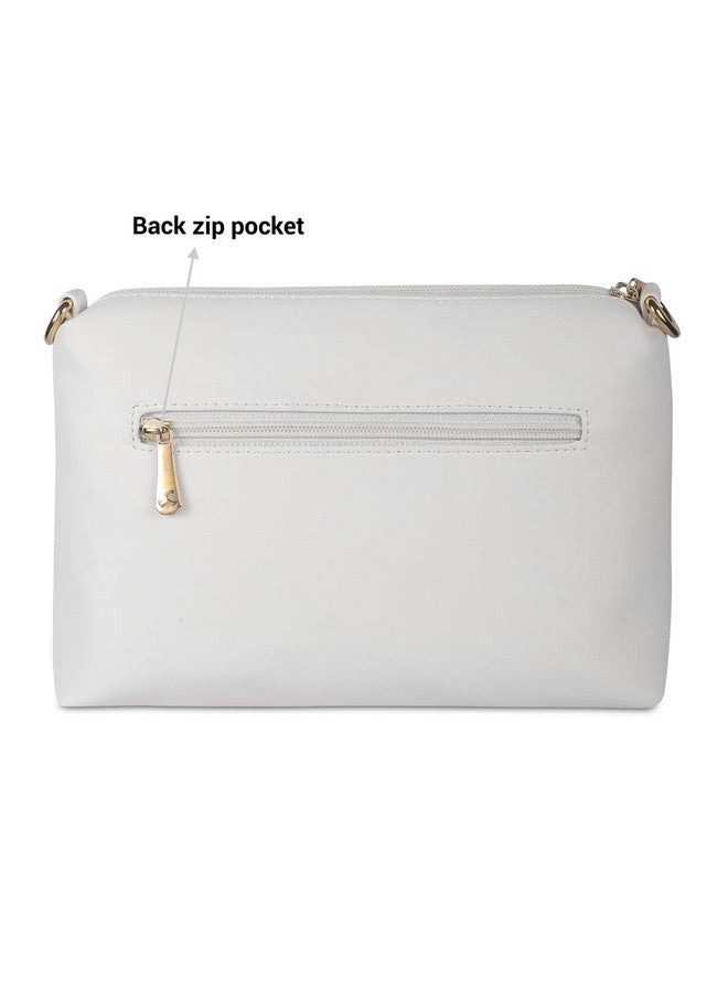 Mochi Women's White Faux Leather Quilted Sling Bag with Adjustable Strap (66-7549) - Image 5