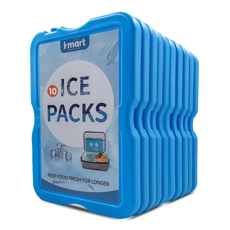 Kmart Home Freezer Blocks Ice Packs for Lunch Bags & Coolers - Slim, Reusable & BPA-Free Freezer Packs | Long-Lasting, Quick Freeze | Perfect for Picnic, Camping, Beach & Outdoor Sports (Blue - 10 Pack) - Image 1