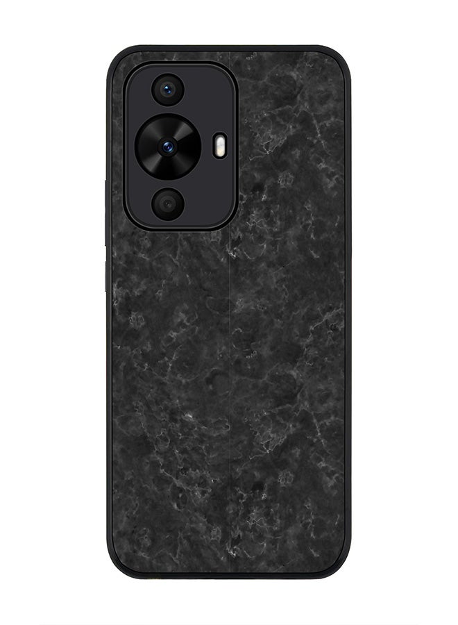 Stylizedd حافظة حواف سوداء متينة لهاتف هواوي نوفا 12s / هواوي نوفا 11 / هواوي نوفا 12 لايت 4G، غطاء رفيع مرن مضاد للسقوط - نسيج رخام أسود - Image 1