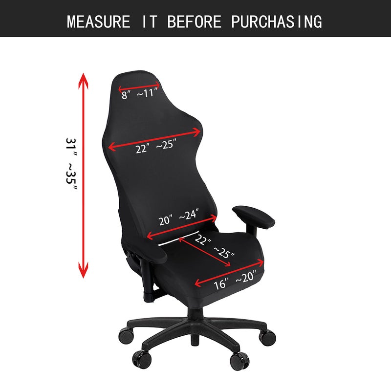 SARAFLORA Gaming Chair Covers Stretch Washable Slipcovers for Armchair, Swivel, Computer Boss Chair (Black, X-Large) - Image 2