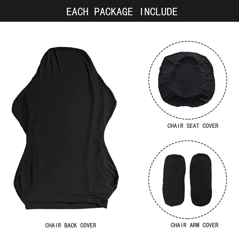 SARAFLORA Gaming Chair Covers Stretch Washable Slipcovers for Armchair, Swivel, Computer Boss Chair (Black, X-Large) - Image 3