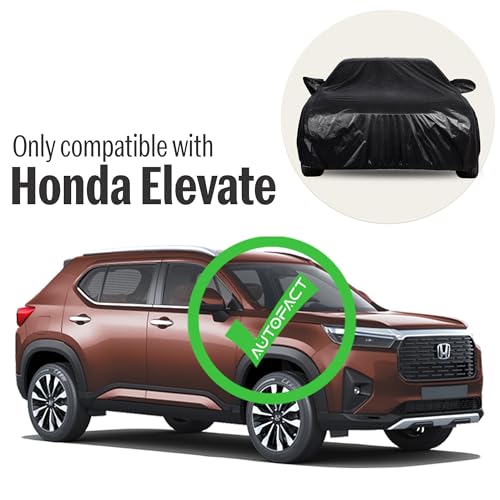 Autofact 210D SuperDuper Waterproof Car Cover for Honda Elevate | Mirror Pockets, UV & Heat Resistant, Windproof with Buckle Belt, Scratchproof & Dustproof, Black Color - Image 2