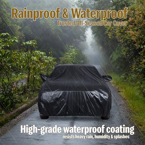 Autofact 210D SuperDuper Waterproof Car Cover for Honda Elevate | Mirror Pockets, UV & Heat Resistant, Windproof with Buckle Belt, Scratchproof & Dustproof, Black Color - Image 3