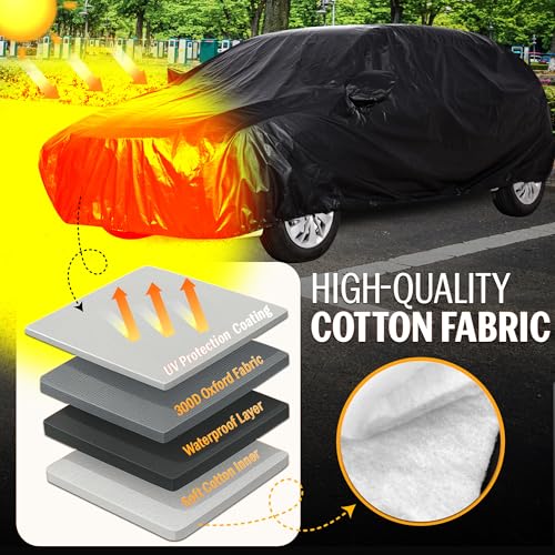 Autofact 210D SuperDuper Waterproof Car Cover for Honda Elevate | Mirror Pockets, UV & Heat Resistant, Windproof with Buckle Belt, Scratchproof & Dustproof, Black Color - Image 5