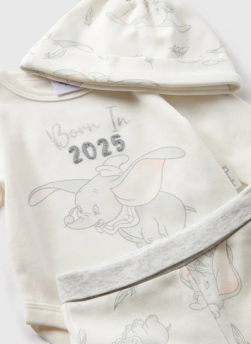 ماتلان Disney 3 Piece Baby Cream Dumbo Top & Jogging Bottom Set