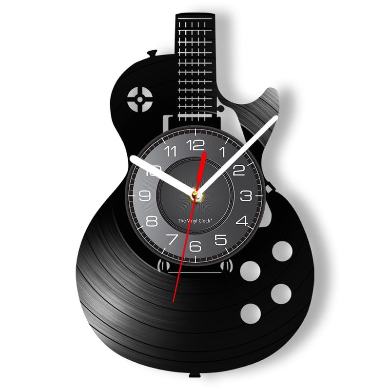 Timethink Acoustic Guitar 12 Vinyl Record Wall Clock Wall Art for Bedroom Home Interior Wall Decor Music Hanging Night Light Wall Clock Watch Battery Operated Rock N Roll Music Gift for Men Cave