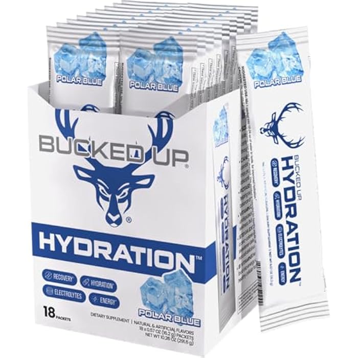 Bucked Up Hydration - Polar Blue | Electrolyte and Hydration Powder Drink Mix | 18 Packs (18 Servings) - Image 1