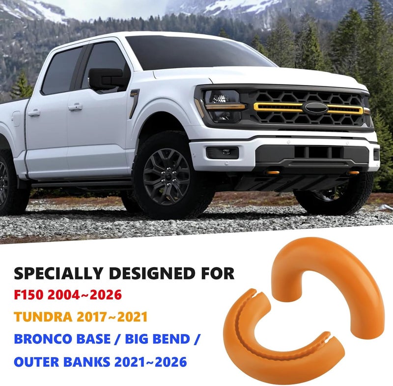 TECHPICCO Tow Hooks Covers for Ford F150 2004-2024 Bronco Base/Big Bend/Outer Banks 2021-2024 Compatible with Toyota Tundra Accessories 2017-2021 (Tremor Orange) Practical design alternatives - Image 2