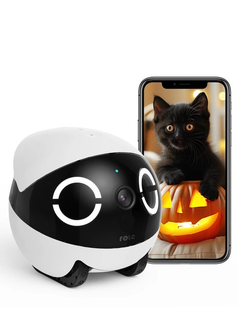 Enabot® ROLA Mini 2K Camera Robot: Moving Pet Camera, Up to 25 Days Battery Life, Built-in Call Button, Two-Way Audio. [Full Pack Loaded + !2 Months International Warranty]