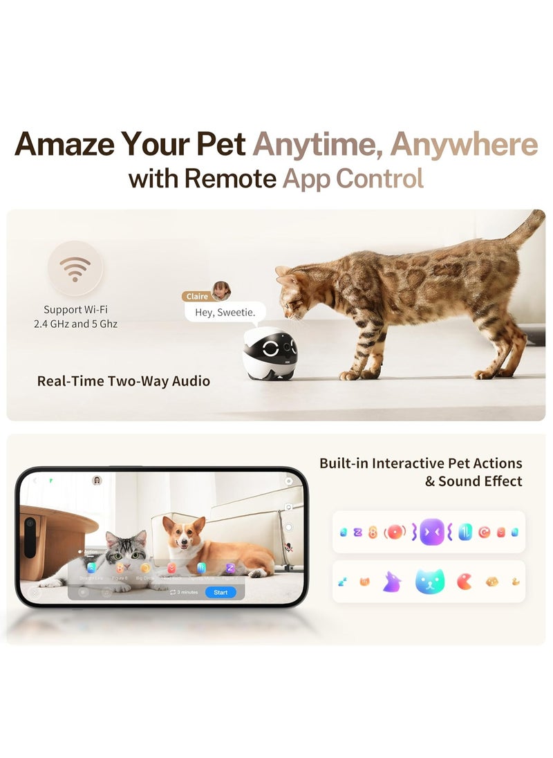 Enabot® ROLA Mini 2K Camera Robot: Moving Pet Camera, Up to 25 Days Battery Life, Built-in Call Button, Two-Way Audio. [Full Pack Loaded + !2 Months International Warranty]
