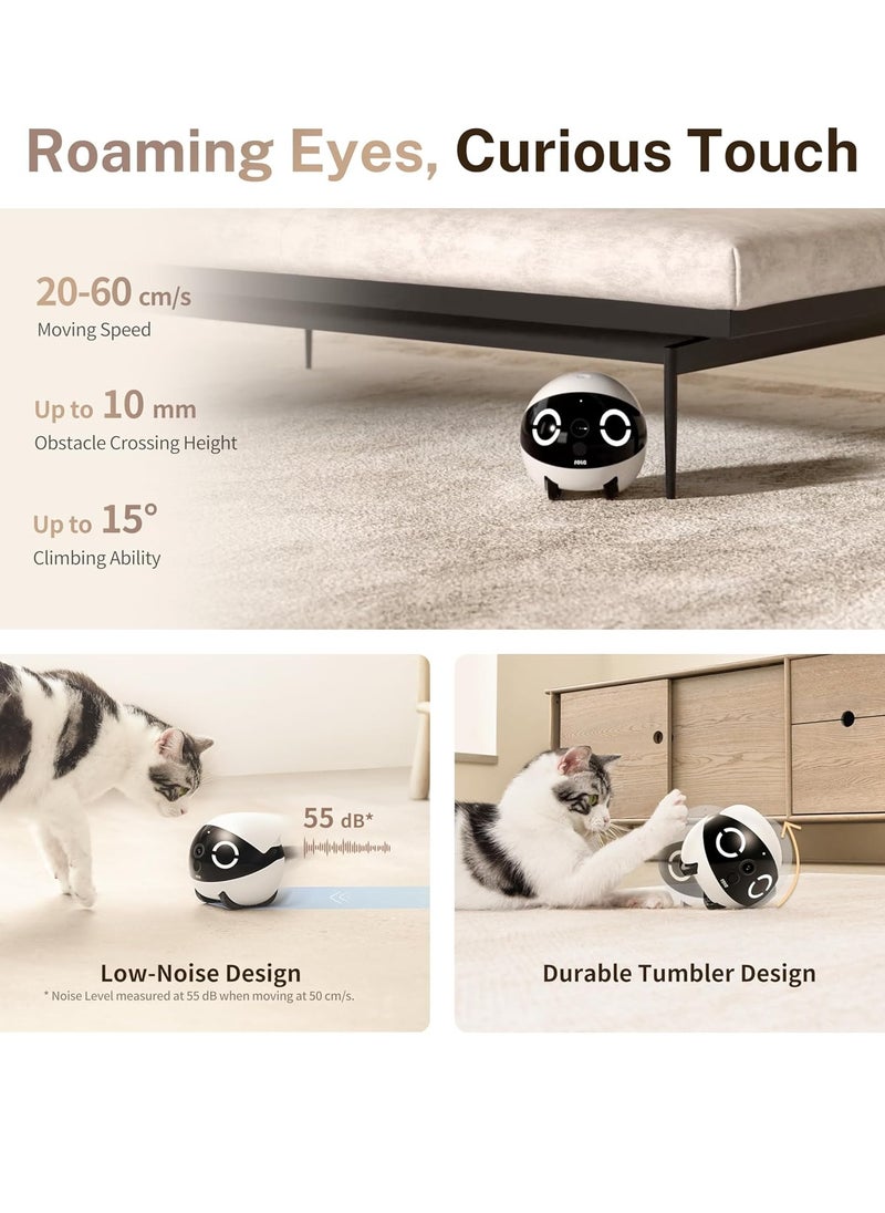 Enabot® ROLA Mini 2K Camera Robot: Moving Pet Camera, Up to 25 Days Battery Life, Built-in Call Button, Two-Way Audio. [Full Pack Loaded + !2 Months International Warranty]