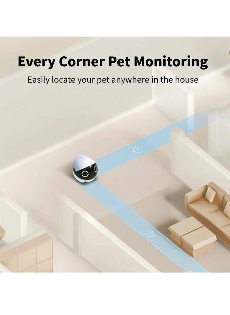 Enabot® ROLA Mini 2K Camera Robot: Moving Pet Camera, Up to 25 Days Battery Life, Built-in Call Button, Two-Way Audio. [Full Pack Loaded + !2 Months International Warranty]