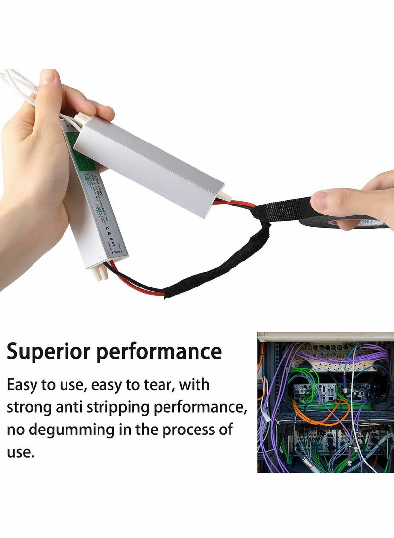 Wire Harness Tape, Automotive Heat Resistant Fabric Black Cloth Electrical High Temperature Tape for Wrap Protection Noise Damping Cable Fixing Width 1/3" to 1.25" 5 Rolls