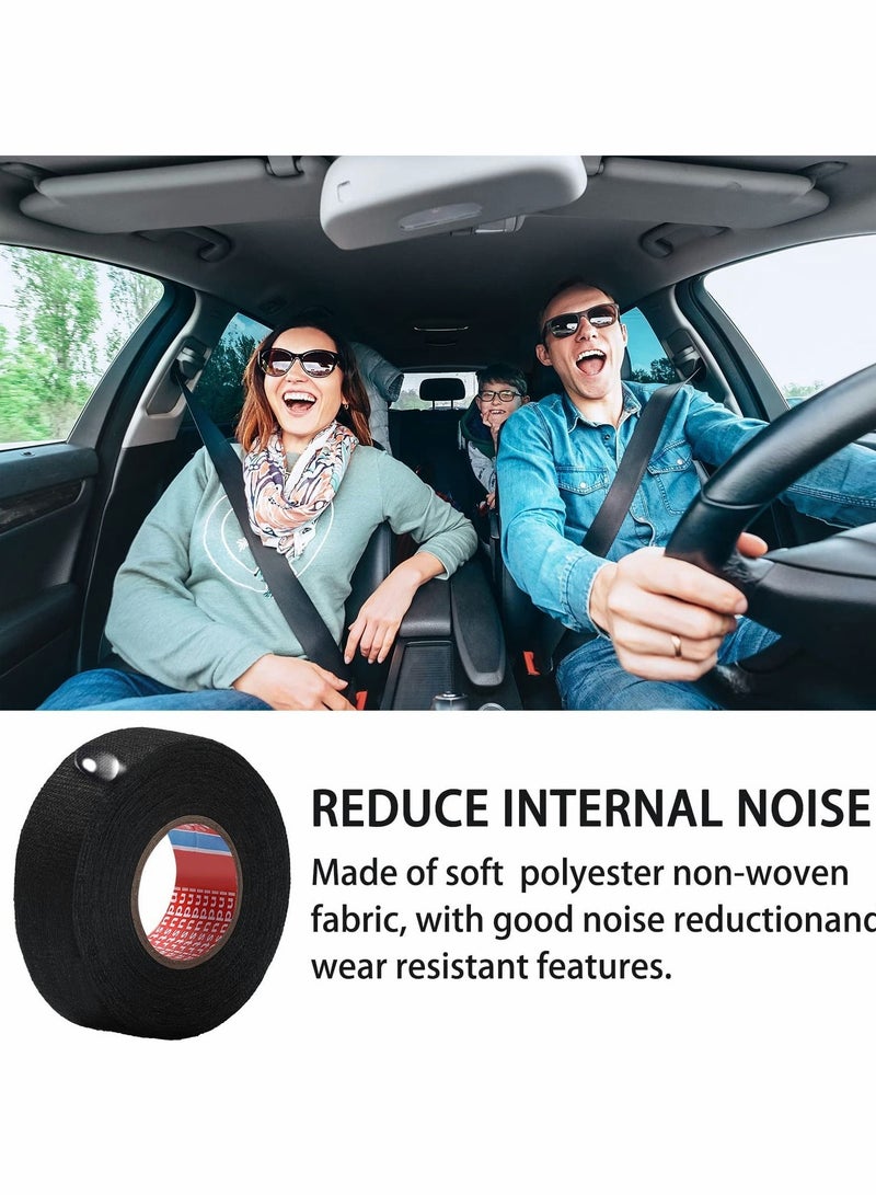 Wire Harness Tape, Automotive Heat Resistant Fabric Black Cloth Electrical High Temperature Tape for Wrap Protection Noise Damping Cable Fixing Width 1/3" to 1.25" 5 Rolls