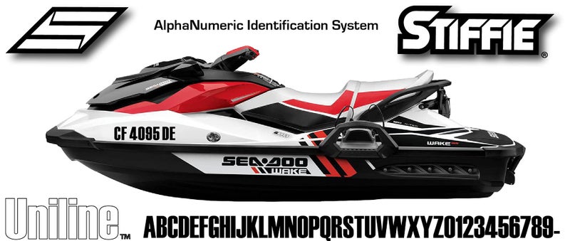 STIFFIE Uniline Blue 3" Boat & PWC Registration Decals • Numbers Letters Stickers - Image 5