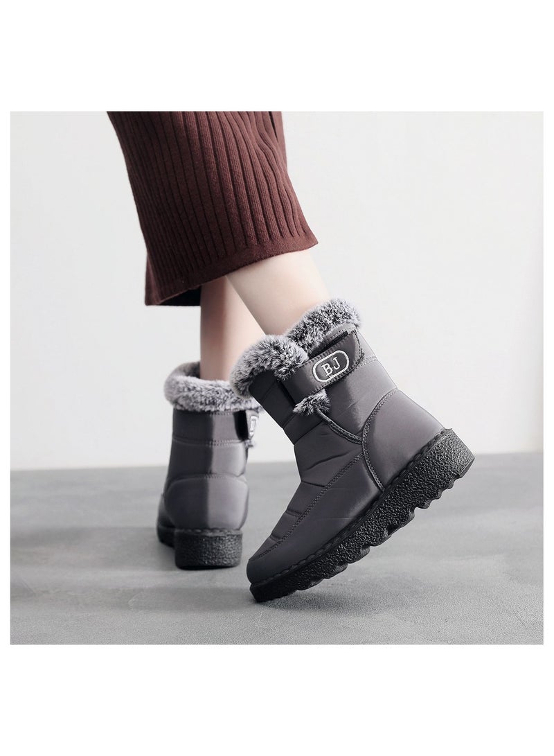 Loquat Women's Medium High Top Anti Slip Cotton Shoes Silvery - Image 2