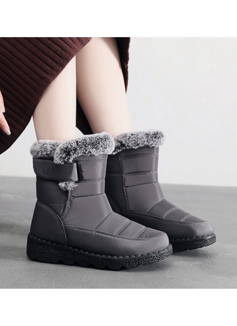 Loquat Women's Medium High Top Anti Slip Cotton Shoes Silvery - Image 3