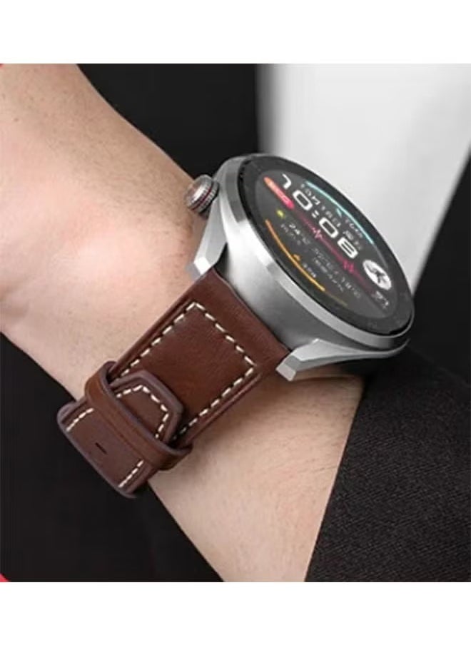 DTBG - Huawei Watch Band Leather Strap, Compatible with GT3/2 46mm Watch Size, 22mm Band Width, Elegant Design, 1 Piece(Brown) - Image 1