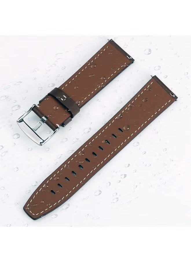 DTBG - Huawei Watch Band Leather Strap, Compatible with GT3/2 46mm Watch Size, 22mm Band Width, Elegant Design, 1 Piece(Brown) - Image 1
