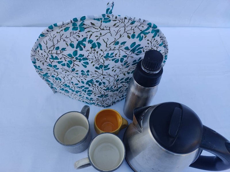 Malan Bai Mandala Tea Cozy Cover Hand Block Winter Tea Cozy Cotton Tea Kettle Warmer Pot Cover Hot Coffee Cover Handamde Kitchen Décor Brand: Malan Bai (Pattern 39) - Image 3